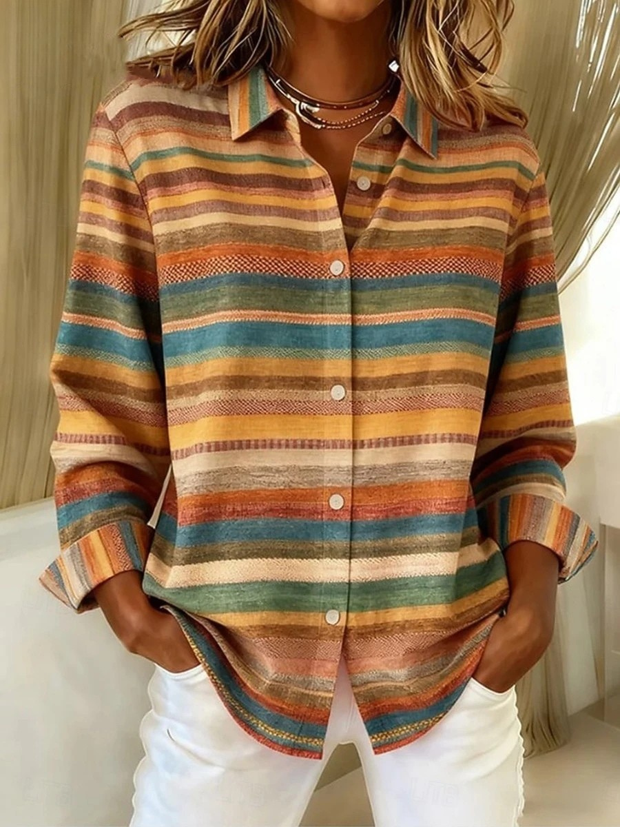 Nele - Geruite damesblouse met lange mouwen