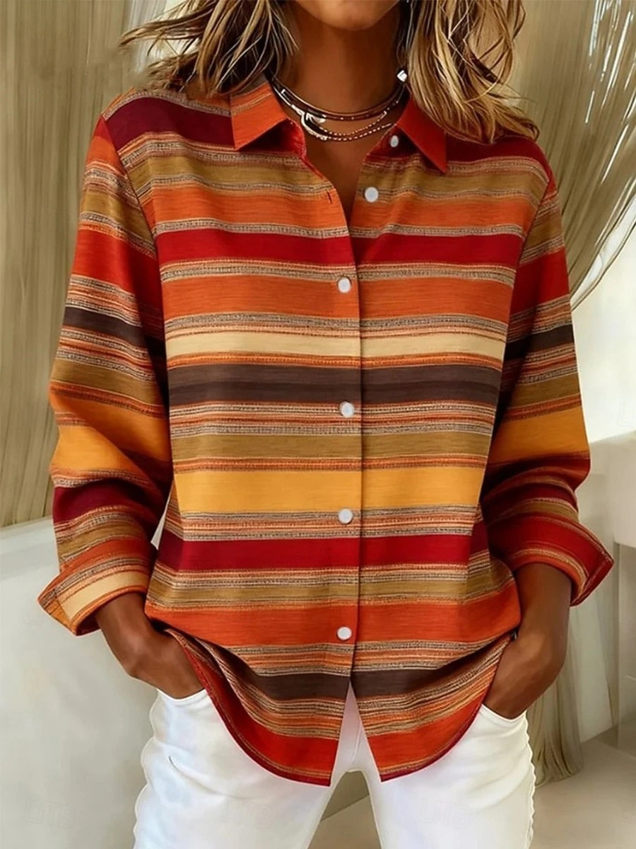 Nele - Geruite damesblouse met lange mouwen
