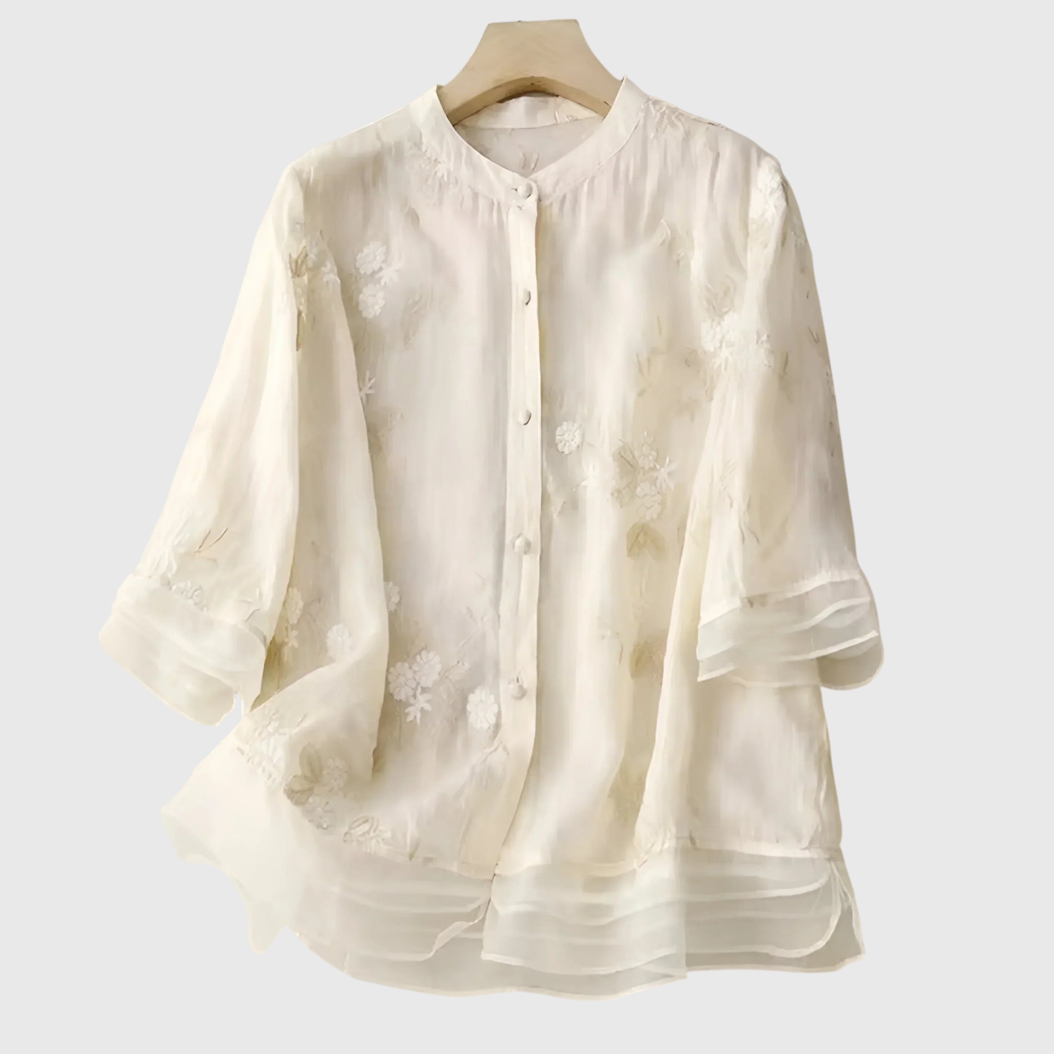 Nellie - Elegante top met geborduurde bloemen