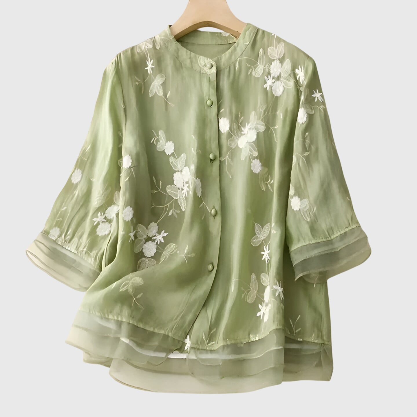 Nellie - Elegante top met geborduurde bloemen