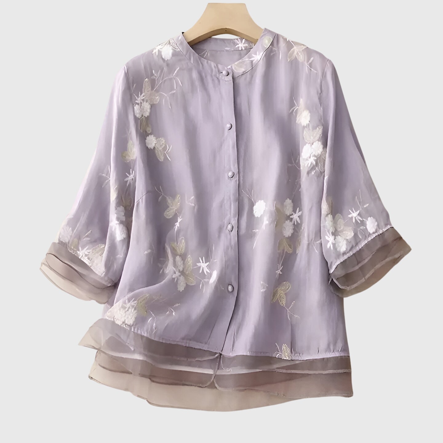 Nellie - Elegante top met geborduurde bloemen