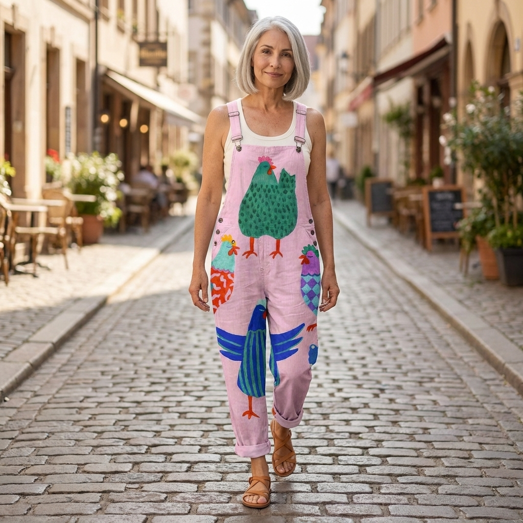 Nienke - Kleurrijke bedrukte tuinbroek