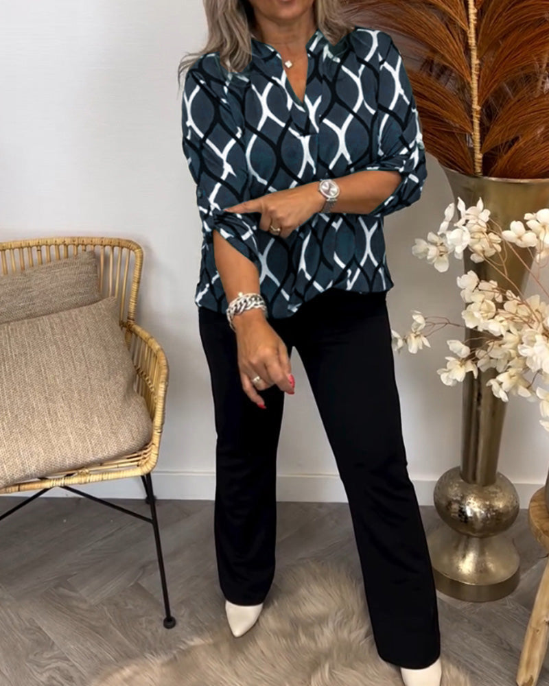 Olga - Casual blouse met lange mouwen en print
