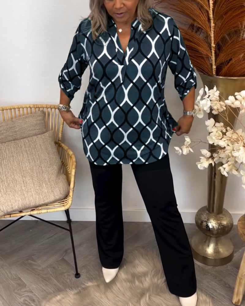 Olga - Casual blouse met lange mouwen en print
