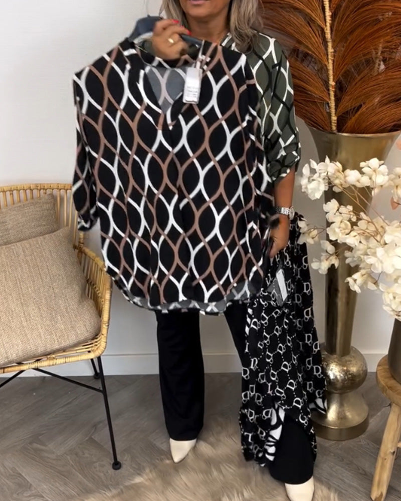 Olga - Casual blouse met lange mouwen en print