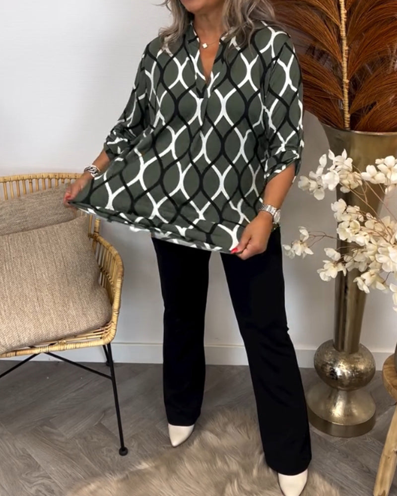 Olga - Casual blouse met lange mouwen en print