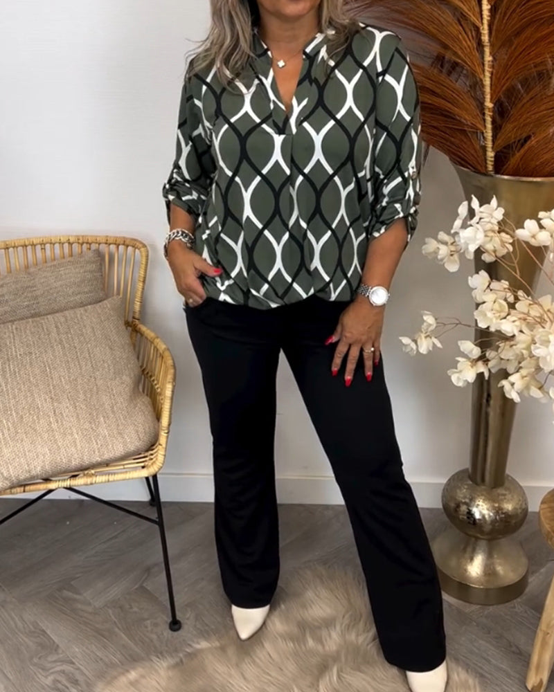 Olga - Casual blouse met lange mouwen en print