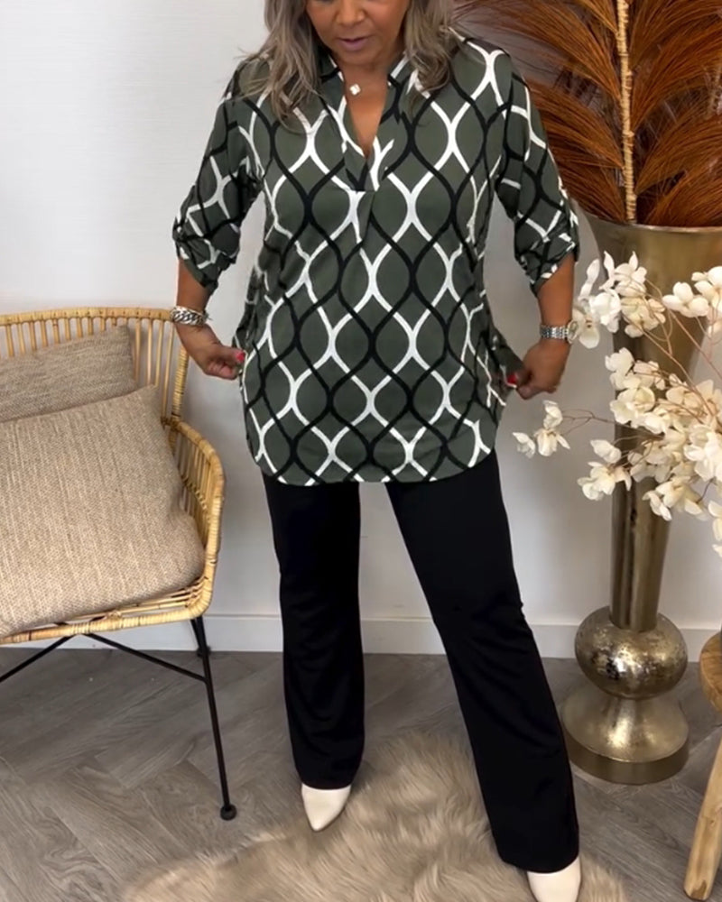Olga - Casual blouse met lange mouwen en print