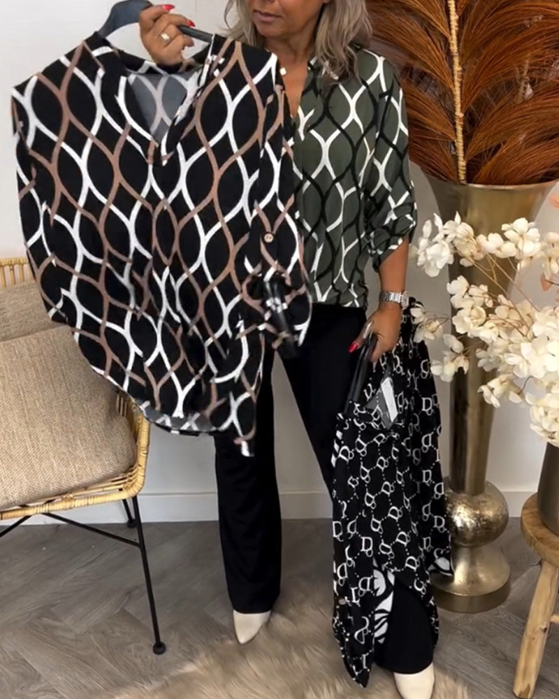 Olga - Casual blouse met lange mouwen en print