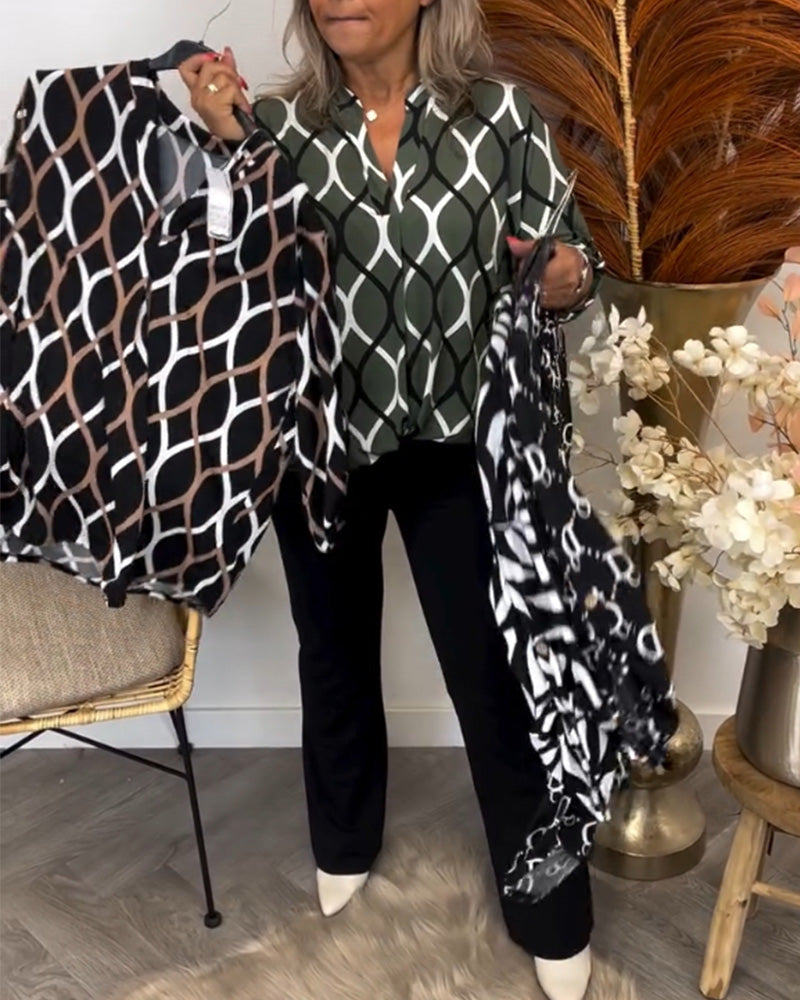 Olga - Casual blouse met lange mouwen en print