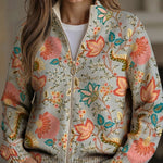 Petra - Gebreid vest met bloemrijke tuinprint