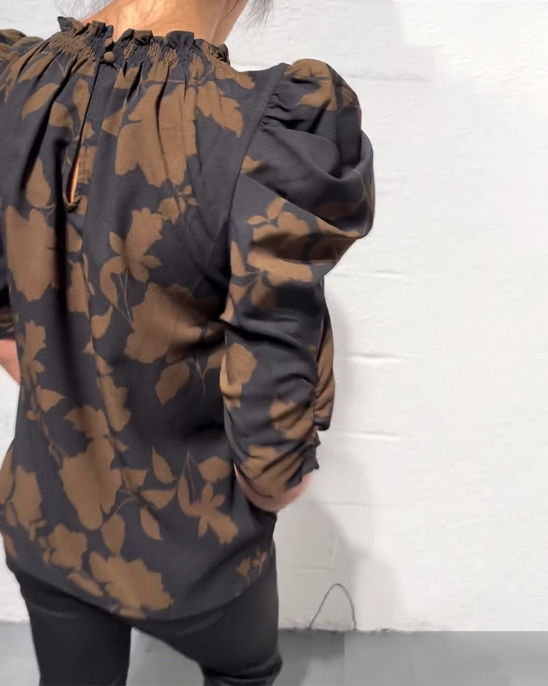 Philippa - Blouse pompmouw ruche