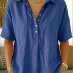 Quinty - Blouse met kraag en knoopdetail
