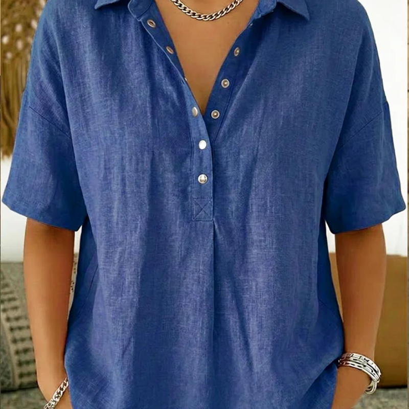 Quinty - Blouse met kraag en knoopdetail