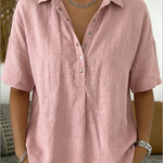 Quinty - Blouse met kraag en knoopdetail