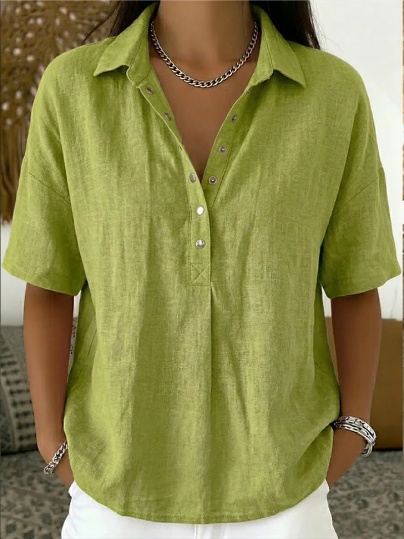 Quinty - Blouse met kraag en knoopdetail