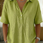 Quinty - Blouse met kraag en knoopdetail