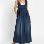 Rachel - Lange vintage denimjurk van zacht katoen