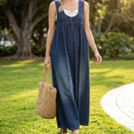 Rachel - Lange vintage denimjurk van zacht katoen