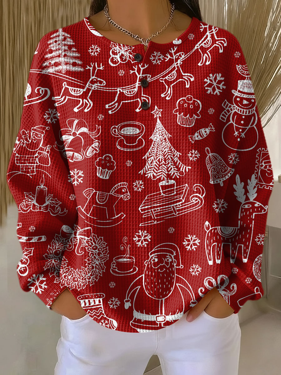 Renske - Kersttrui in rood met witte motieven