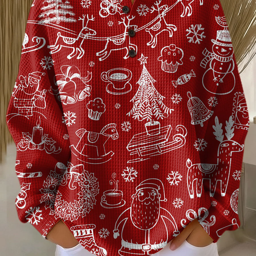 Renske - Kersttrui in rood met witte motieven