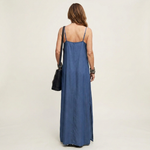Rike - Lange denimjurk met zijsplit