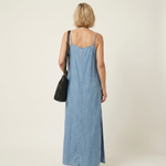 Rike - Lange denimjurk met zijsplit