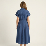 Romée - Midi-jeansjurk met knopen en ceintuur