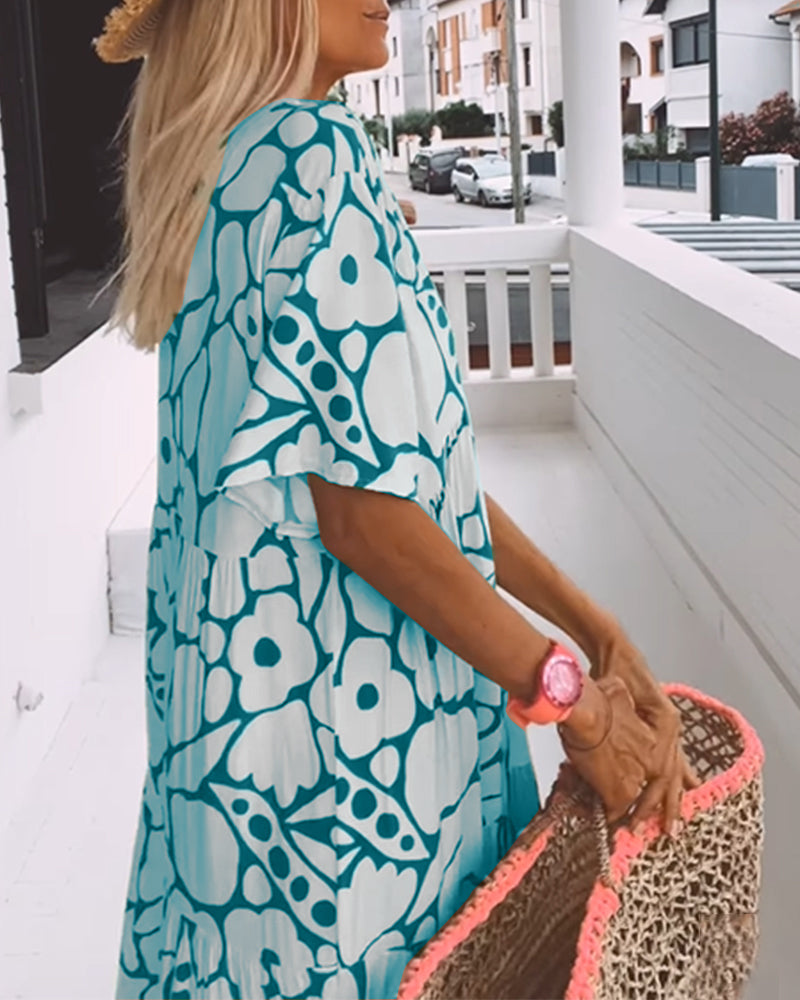 Romy - Losse jurk met V-hals en print