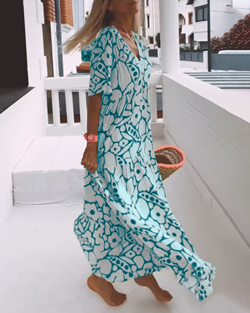 Romy - Losse jurk met V-hals en print