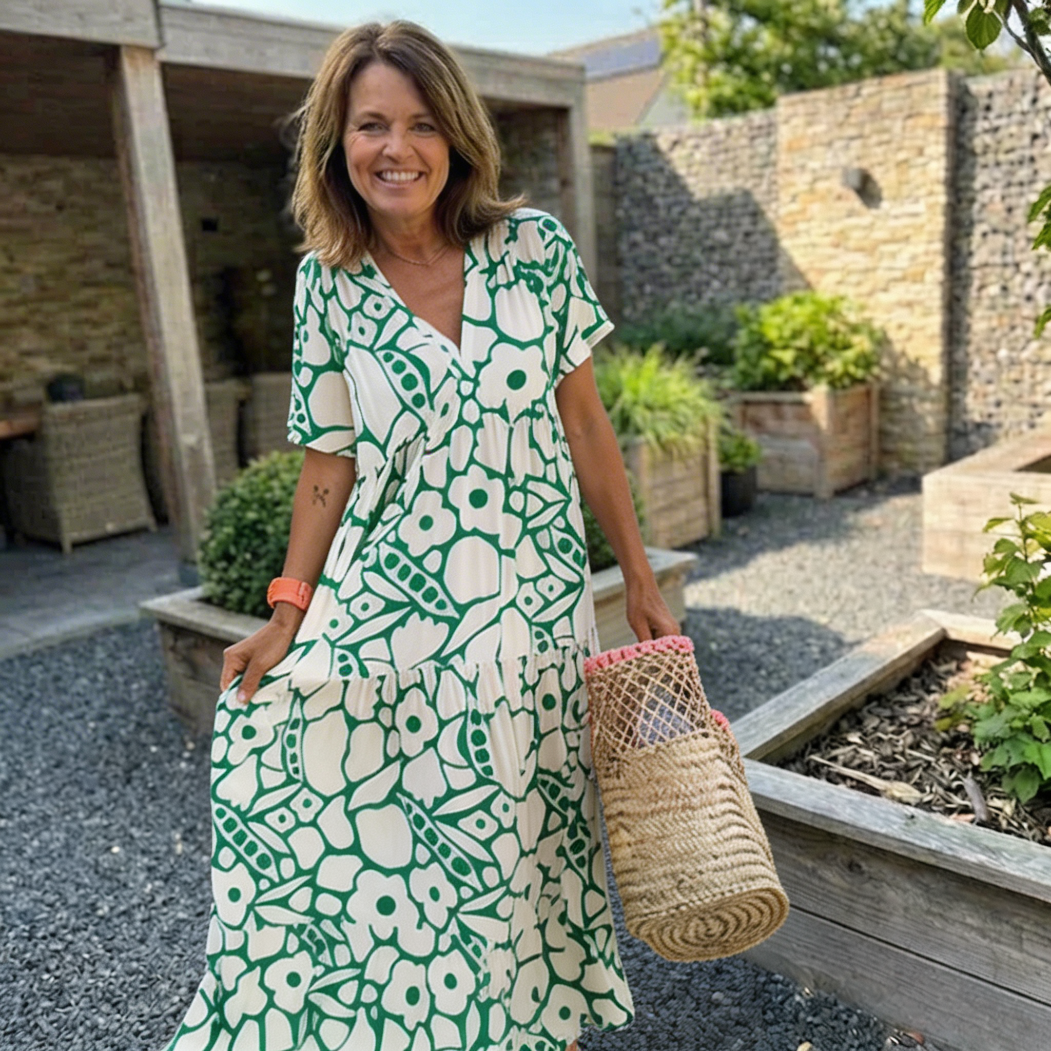 Romy - Losse jurk met V-hals en print