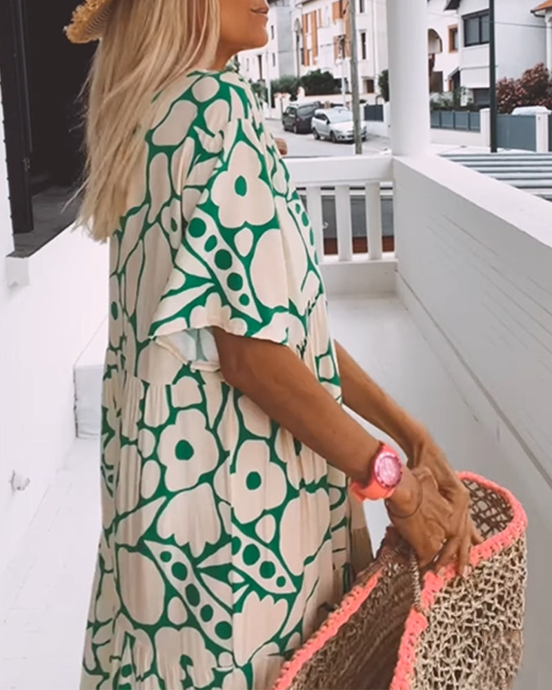 Romy - Losse jurk met V-hals en print