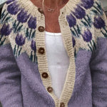 Rosemarie - Gebreid vest met bloemenpatroon op de pas