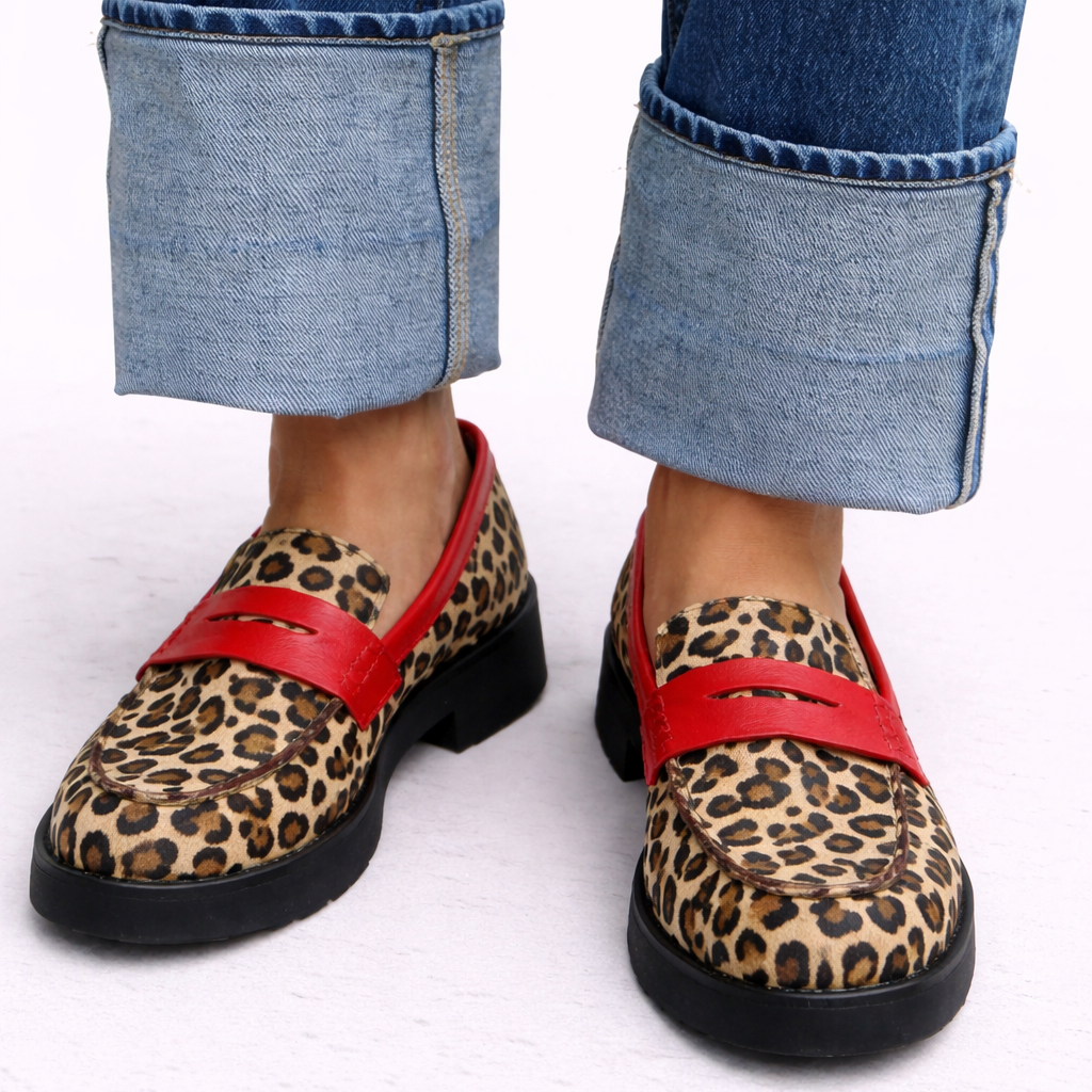 Roxie - Mocassins met dierenprint