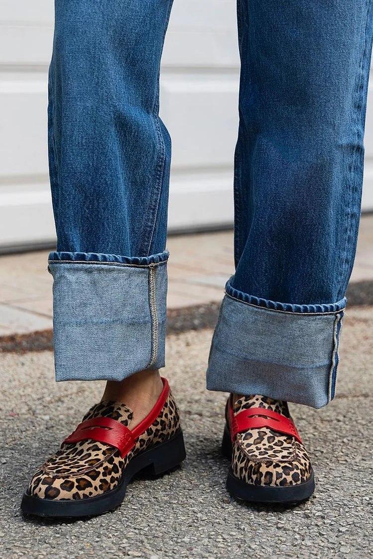 Roxie - Mocassins met dierenprint