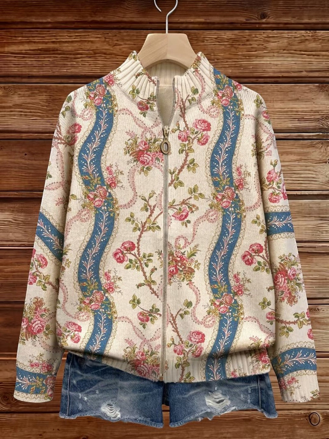 Sabine - Vest met rozenrankpatroon