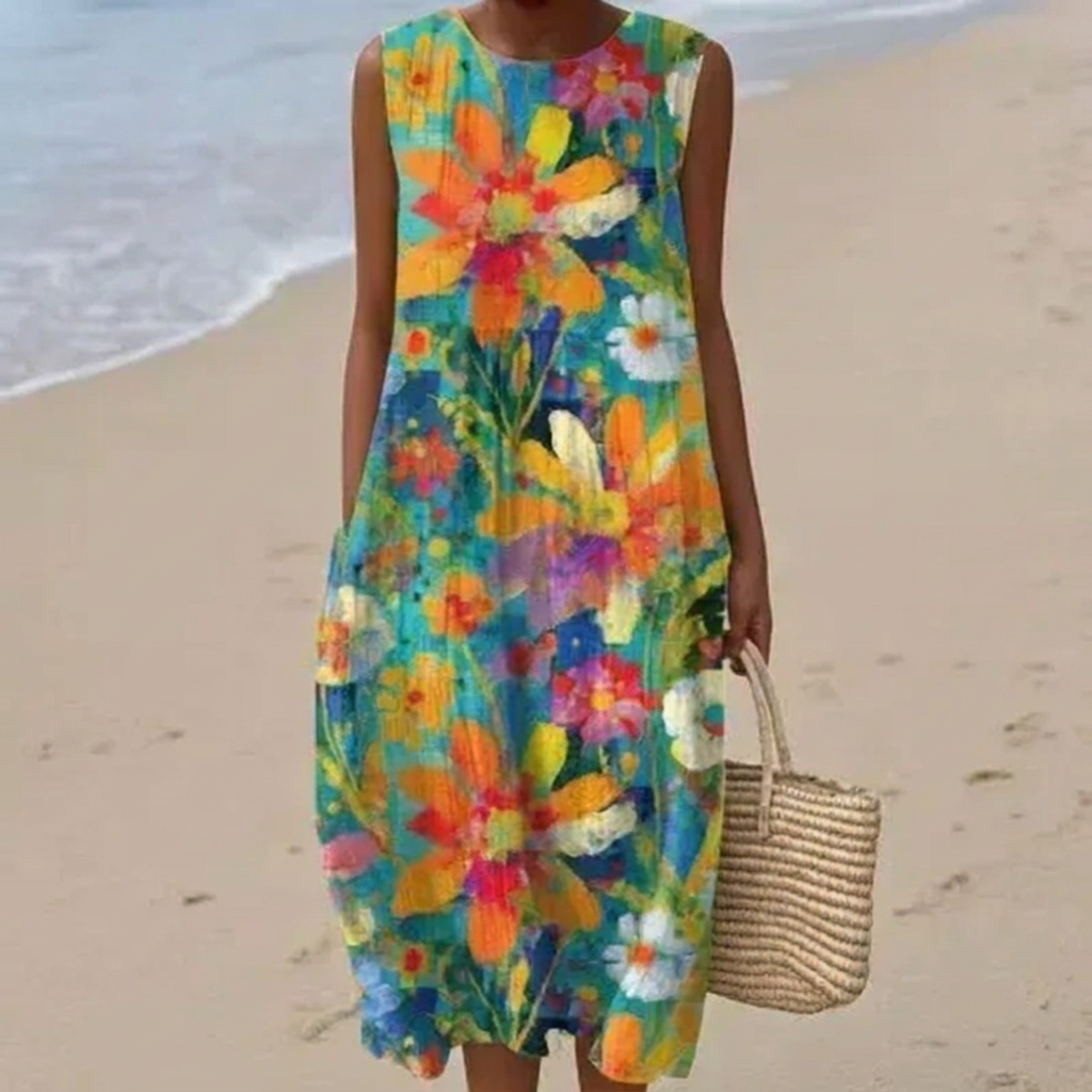 Sandra - Mouwloze midi-jurk