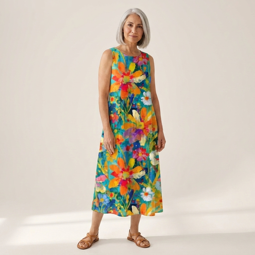 Sandra - Mouwloze midi-jurk