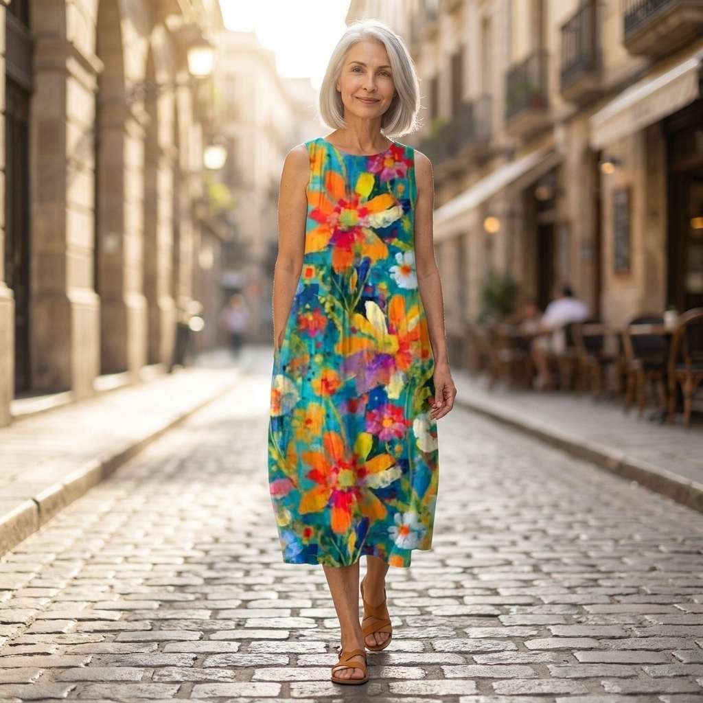 Sandra - Mouwloze midi-jurk