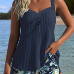 Sanne - Gestreepte Tankini met Tweedelige Strandshort