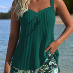 Sanne - Gestreepte Tankini met Tweedelige Strandshort