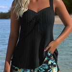 Sanne - Gestreepte Tankini met Tweedelige Strandshort