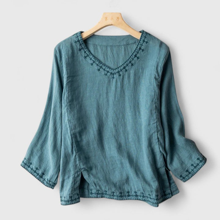 Sanneke - Elegante blouse met V-hals