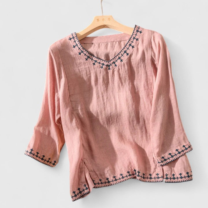 Sanneke - Elegante blouse met V-hals