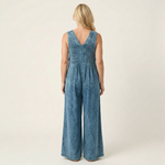 Suzan - Denim jumpsuit met wijde plooipijpen