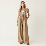Suzan - Denim jumpsuit met wijde plooipijpen