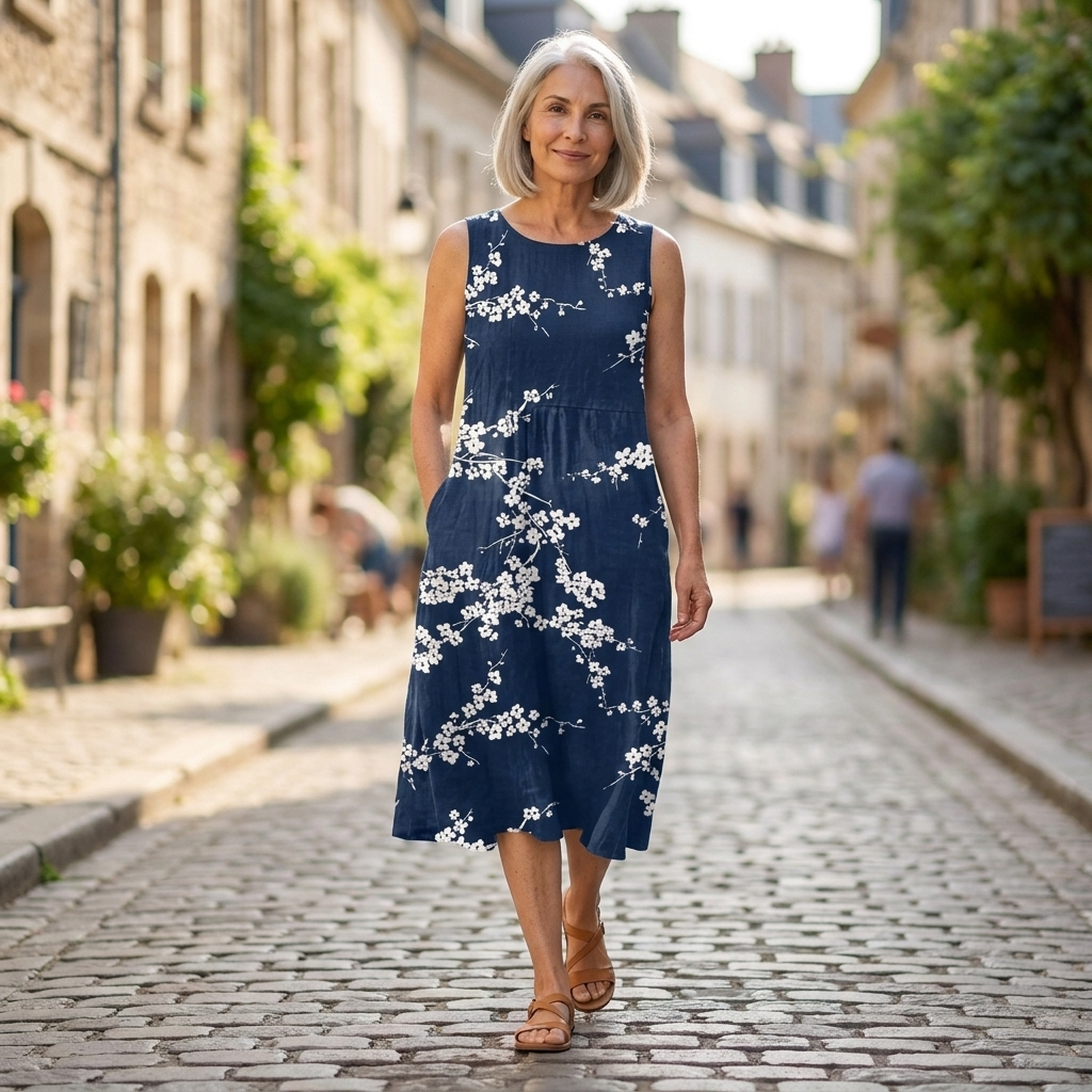 Tess - Mouwloze midi-jurk