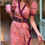 Tessa - Elegante roze maxi jurk met korte mouwen