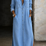 Thirza - Denimjurk met knoopsluiting