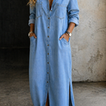 Thirza - Denimjurk met knoopsluiting
